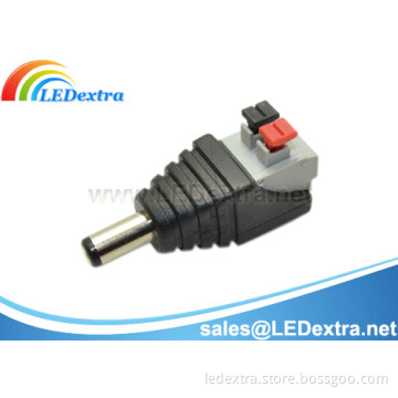 Solderless DC Power Male Connector with Push Button